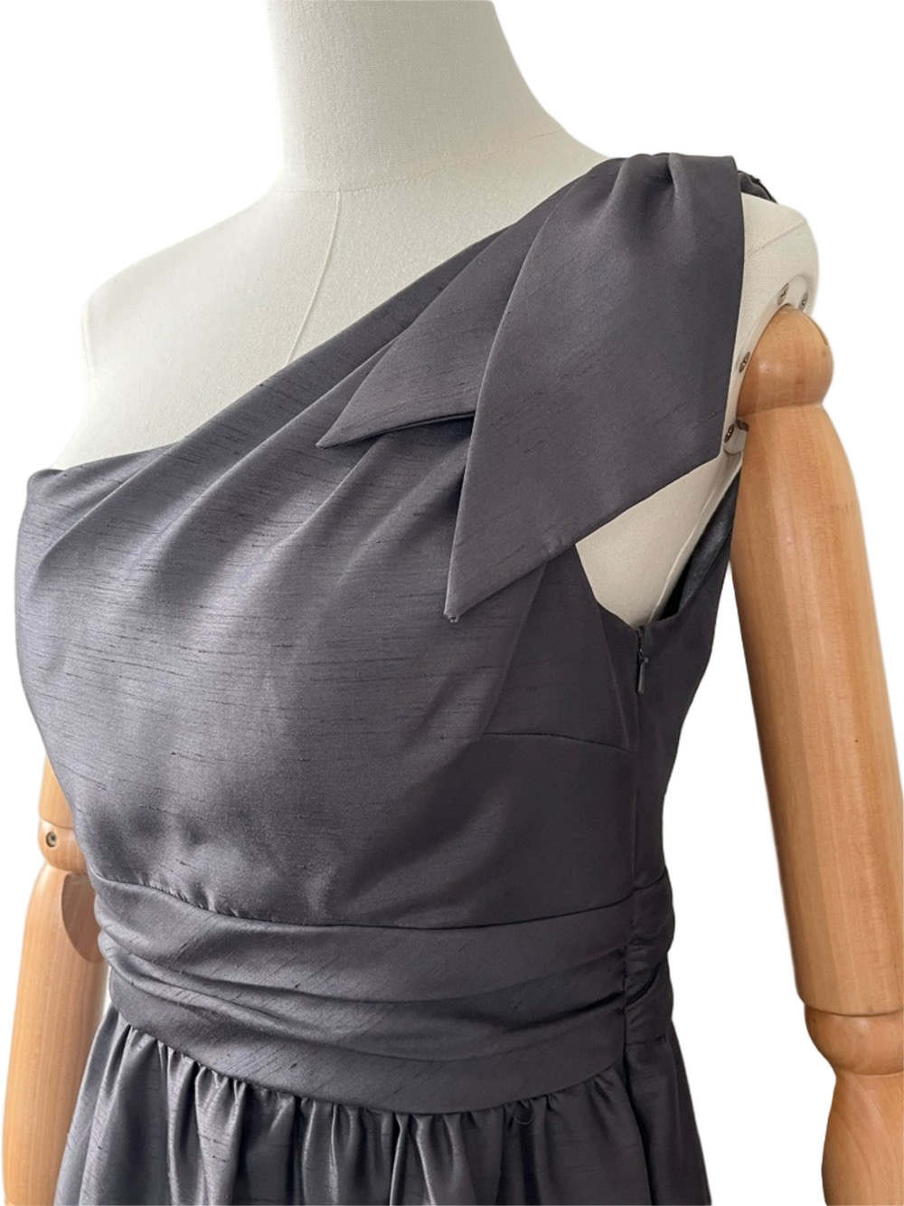 Jenny Yoo Charcoal One Shoulder Cocktail Dress A-Line Wedding Guest Size  8 - Picture 8 of 13
